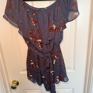 Floral Ruffle Sleeve Romper